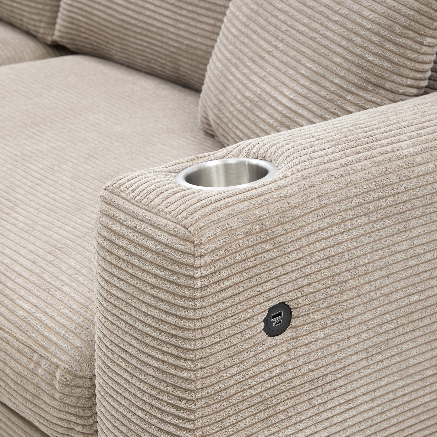 134*54" Oversized Corduroy Sectional Sofa,L Shaped Cloud Couch with USB Charging Port,Cup Holder,Deep and Wide Seat Sofa with 50" Chaise,Comfy Indoor Furniture for Living Room,3 Colors