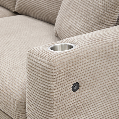 134*54" Oversized Corduroy Sectional Sofa,L Shaped Cloud Couch with USB Charging Port,Cup Holder,Deep and Wide Seat Sofa with 50" Chaise,Comfy Indoor Furniture for Living Room,3 Colors