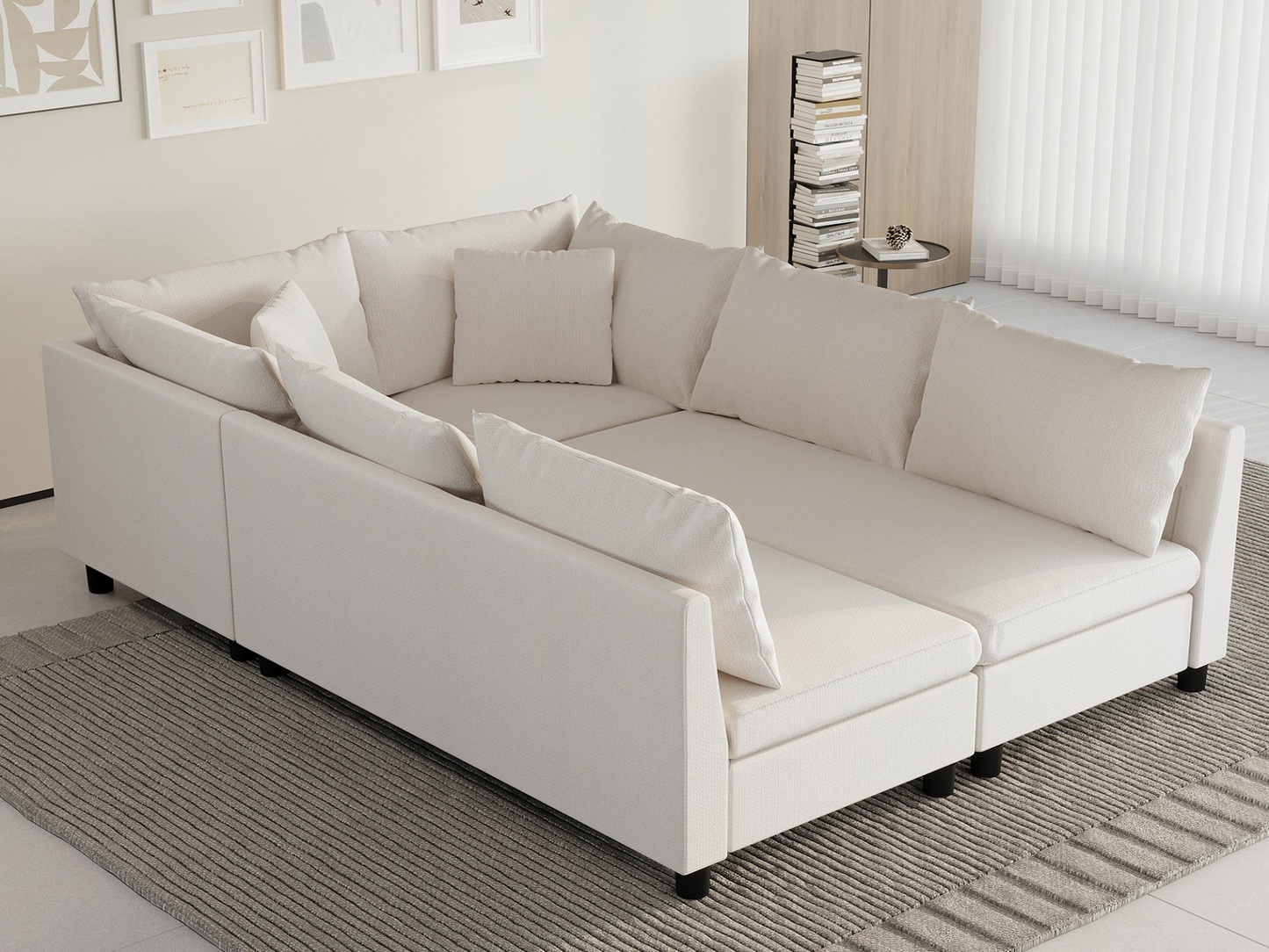 86*60'' Modular Sectional Sofa Bed,Chenille Couch Set with Pillows,Free Combination,Minimalist Style Indoor Furniture,Oversized 6 Seat Convertible Sofa for Living Room,Apartment,2 Colors