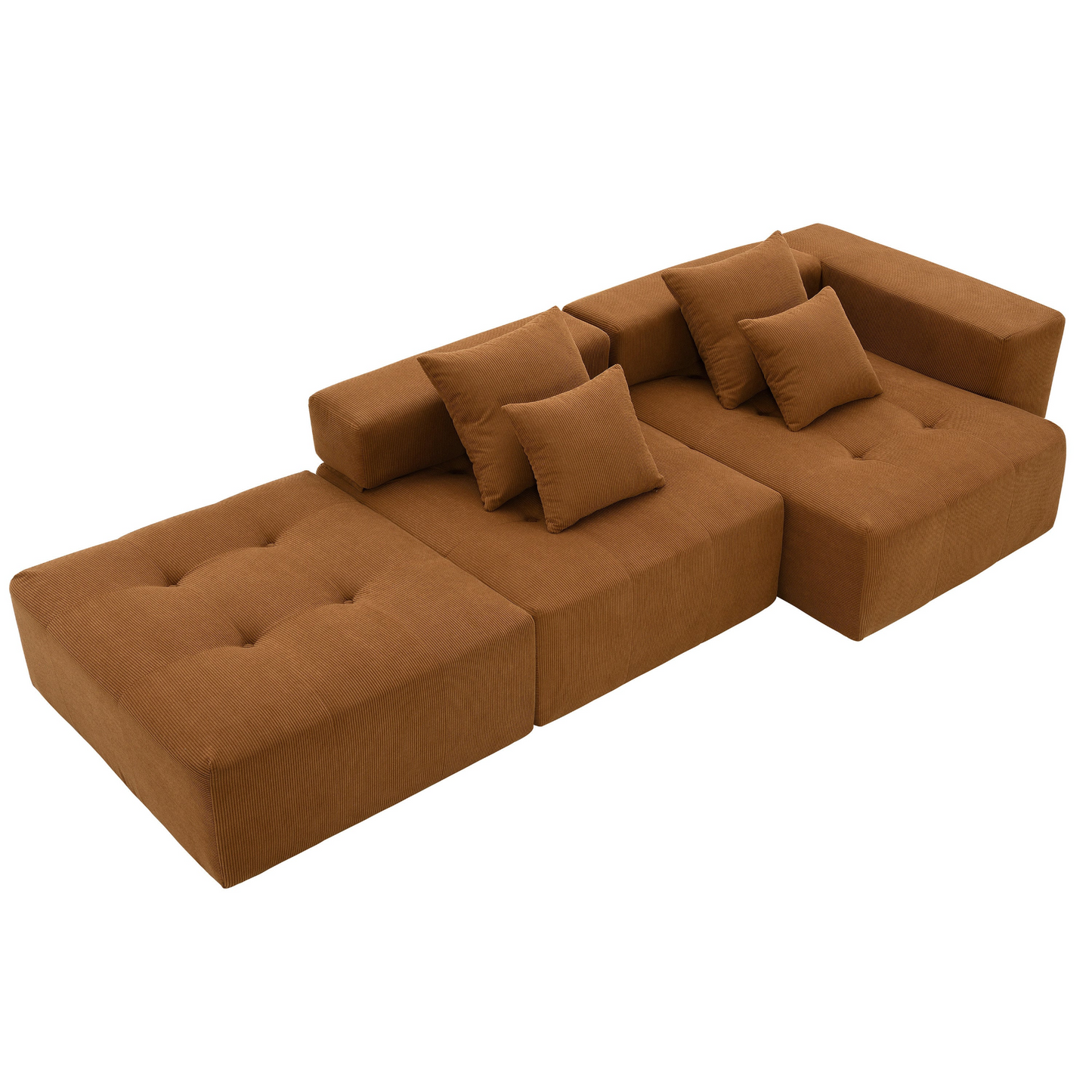 105.5''L Shaped Modular Sectional Sofa,Minimalist Corduroy Floor Couch Set,Convertible Foam-Filled Cloud Compressed Couch for Living Room,3 PC Free Combination,No Assembly Required,3 Colors