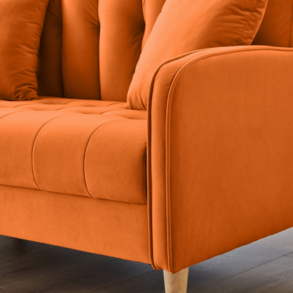 Modern Design Couch for Living Room Department Small Space Loveseat Smooth Velvet Upholstered Tufted Sofa Orange