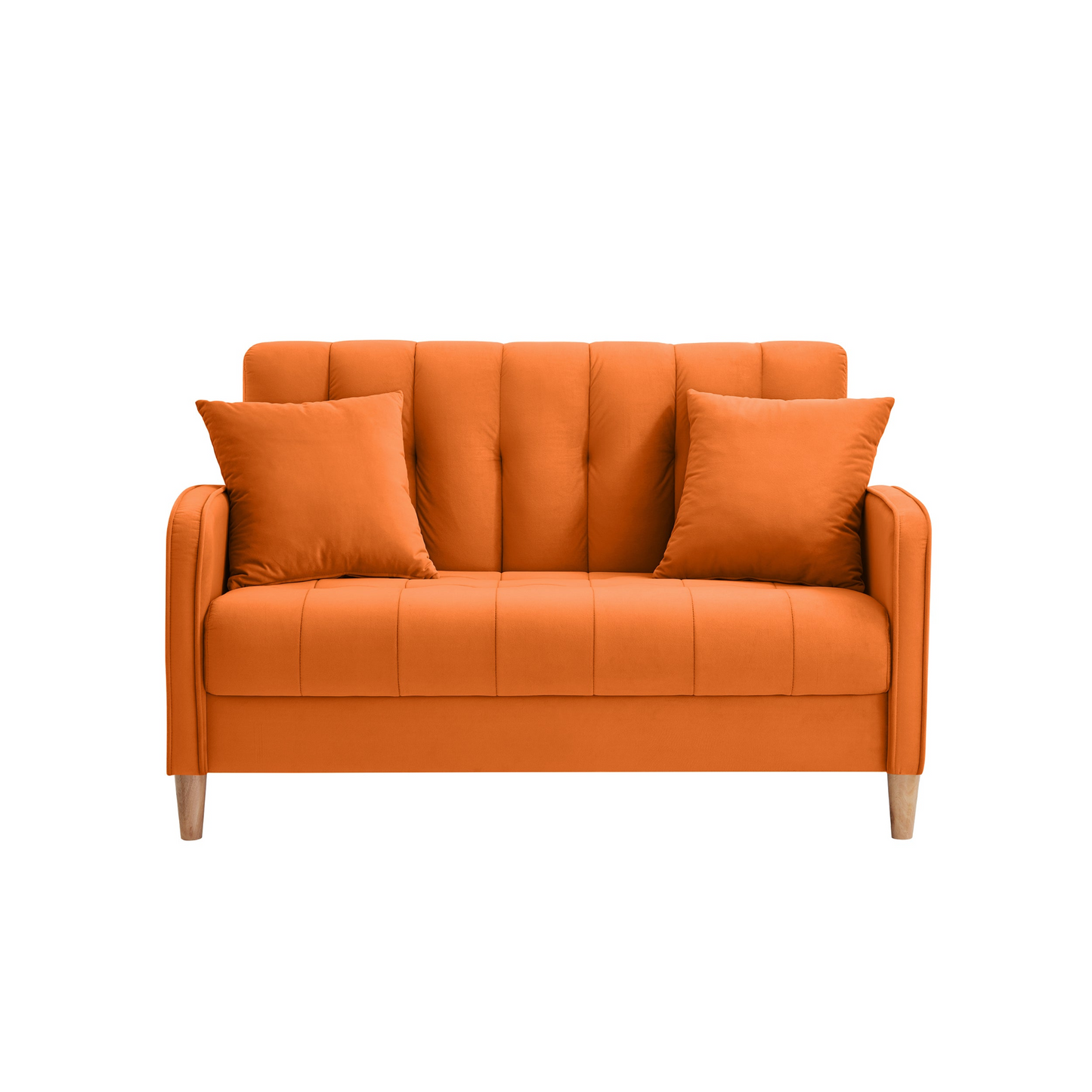Modern Design Couch for Living Room Department Small Space Loveseat Smooth Velvet Upholstered Tufted Sofa Orange