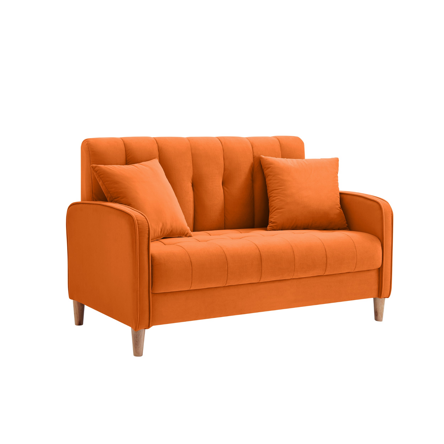 Modern Design Couch for Living Room Department Small Space Loveseat Smooth Velvet Upholstered Tufted Sofa Orange