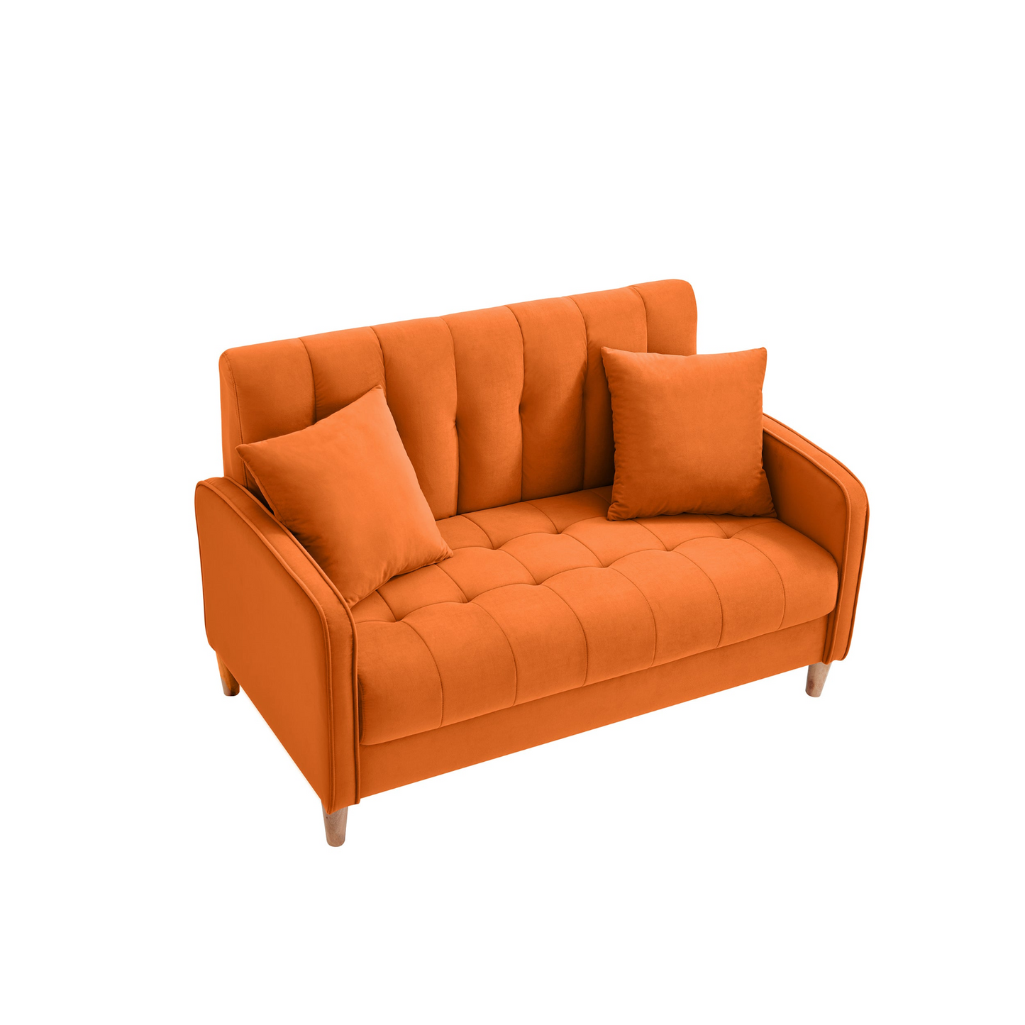 Modern Design Couch for Living Room Department Small Space Loveseat Smooth Velvet Upholstered Tufted Sofa Orange
