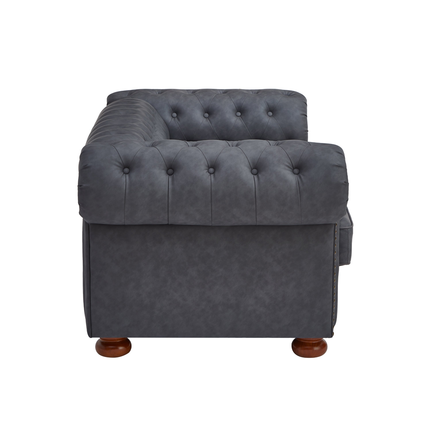 Classic Chesterfield Sofa Chair for Living Room Grey Faux Leather