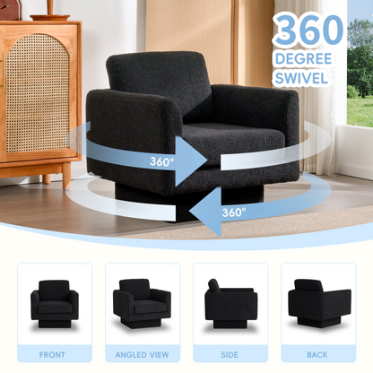 360° Modern Swivel Accent Chairs set of 2,30" W Teddy Sherpa Round Armchair,Thick Padded Lounge Sofa,Upholstered Comfy Barrel Chair,Reading Club Chair for Living Room,Nursery,Bedroom,4 Colors