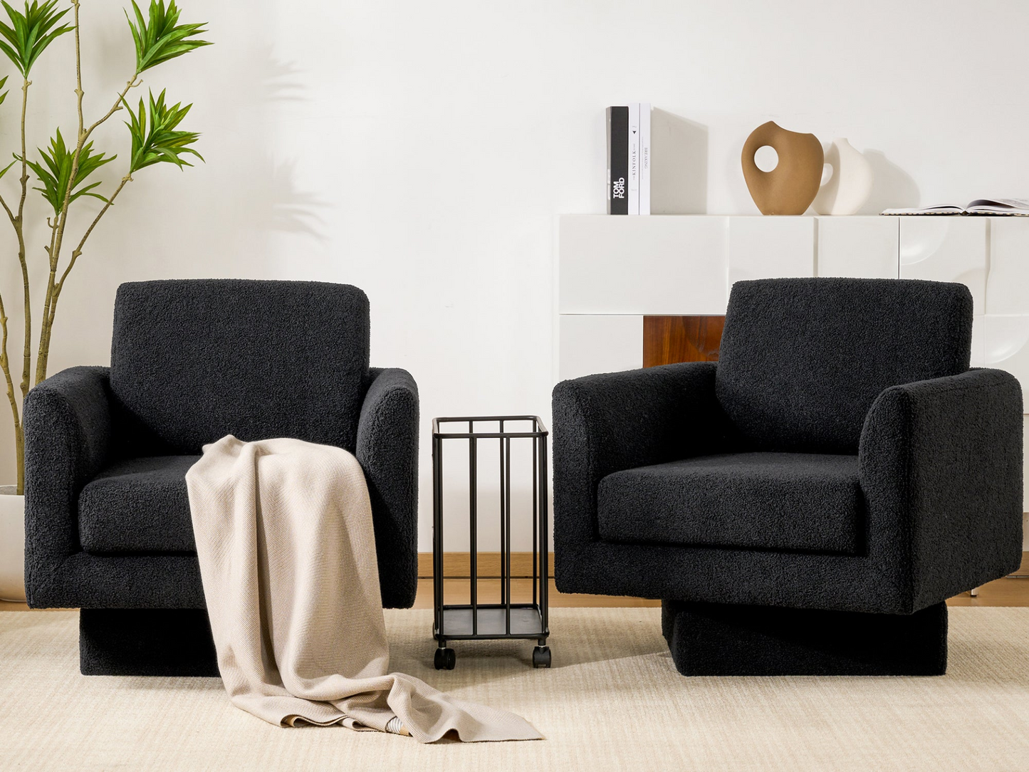 360° Modern Swivel Accent Chairs set of 2,30" W Teddy Sherpa Round Armchair,Thick Padded Lounge Sofa,Upholstered Comfy Barrel Chair,Reading Club Chair for Living Room,Nursery,Bedroom,4 Colors