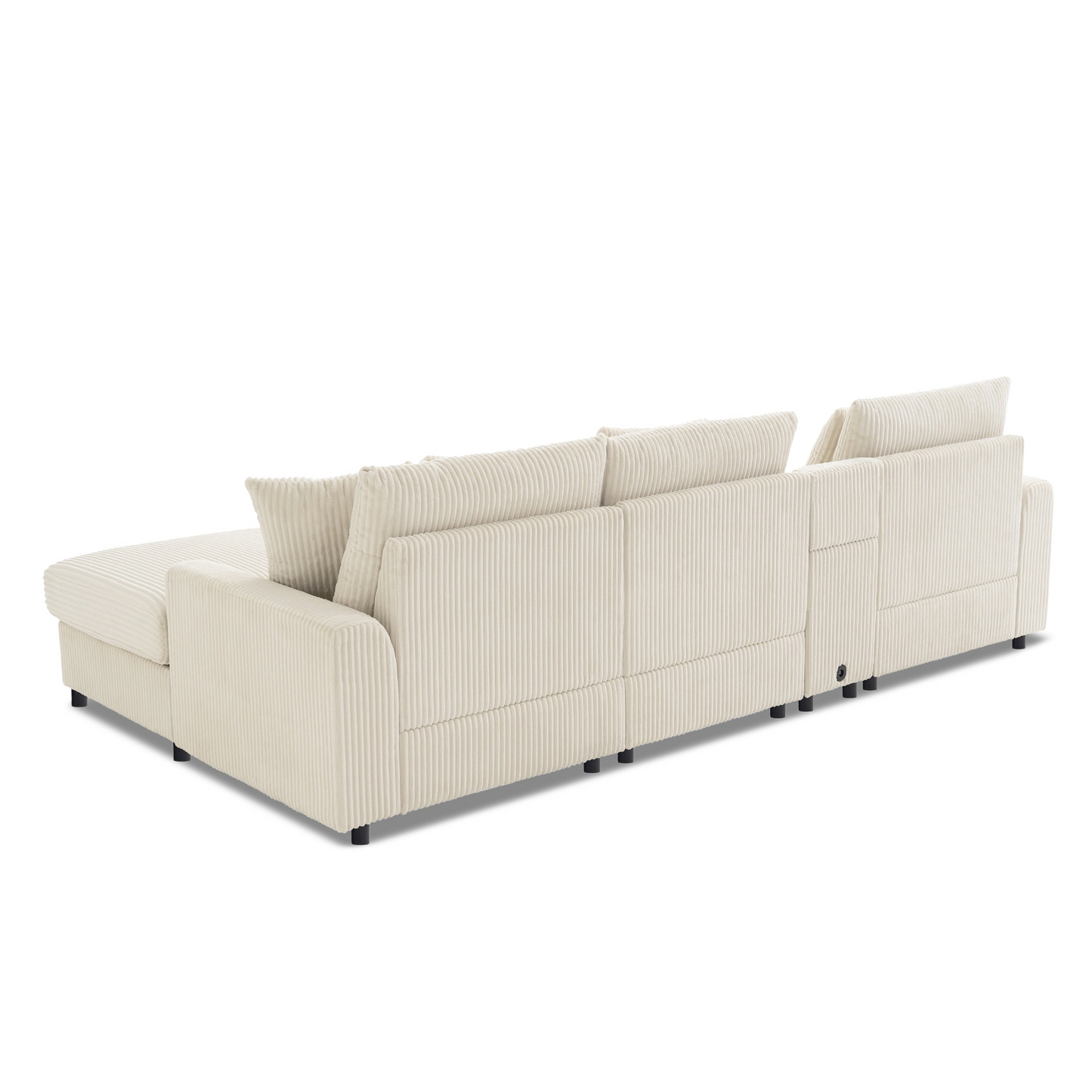 114*64'' Corduroy Sectional Sofa with Bluetooth Speakers,L Shaped Couch with Console,USB Charger,Cup Holders,Storage,Ottoman,Deep and Wide Seat Cloud Sofa for Living Room,Apartment,2 Colors