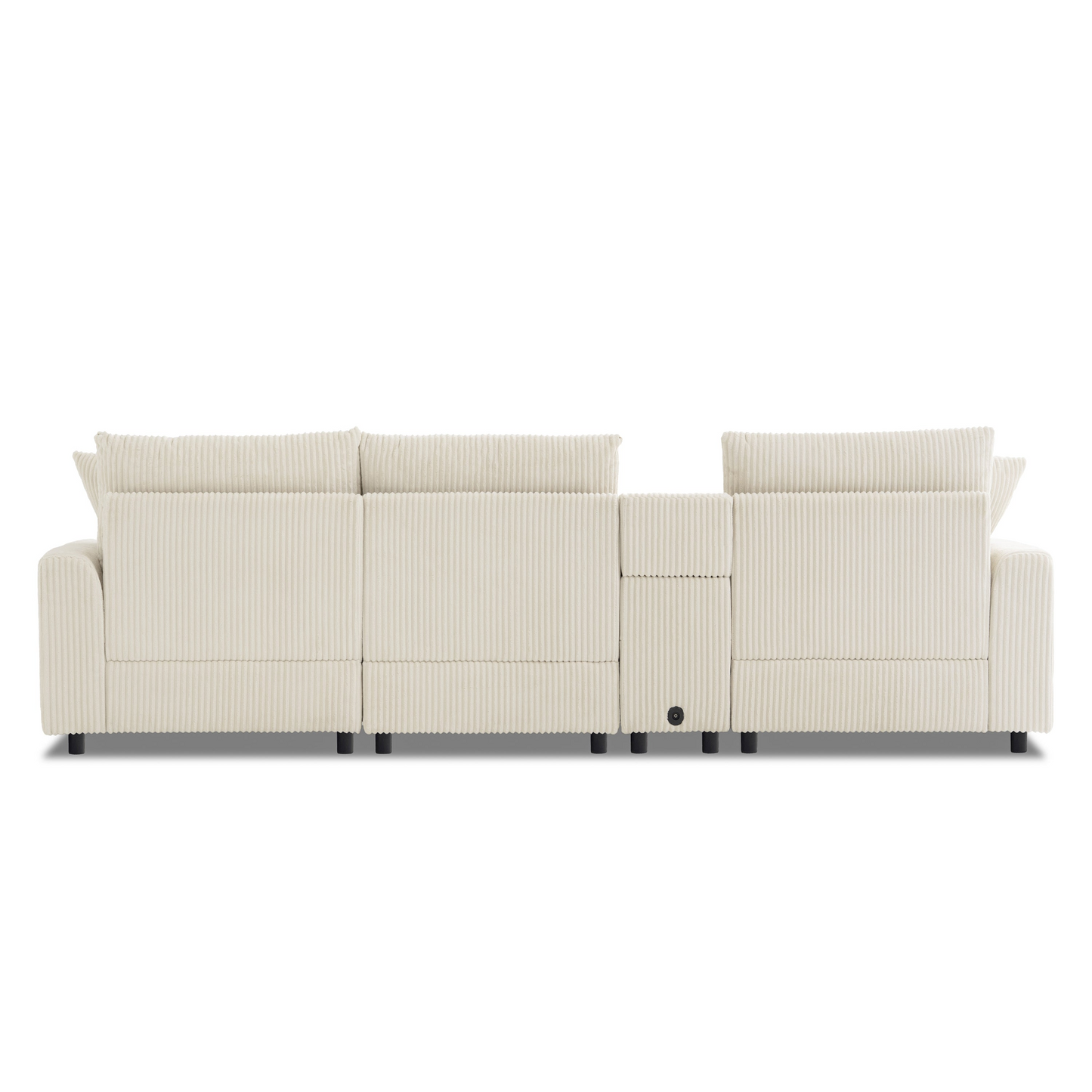114*64'' Corduroy Sectional Sofa with Bluetooth Speakers,L Shaped Couch with Console,USB Charger,Cup Holders,Storage,Ottoman,Deep and Wide Seat Cloud Sofa for Living Room,Apartment,2 Colors
