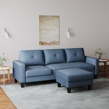 Living Room Furniture with Polyester Fabric L Shape Couch Corner Sofa for Small Space Blue