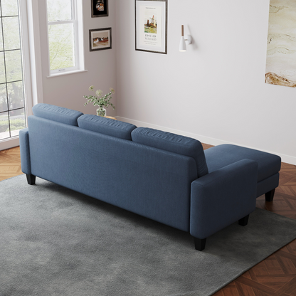 Living Room Furniture with Polyester Fabric L Shape Couch Corner Sofa for Small Space Blue