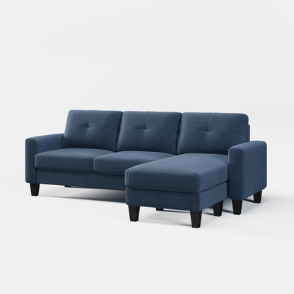 Living Room Furniture with Polyester Fabric L Shape Couch Corner Sofa for Small Space Blue