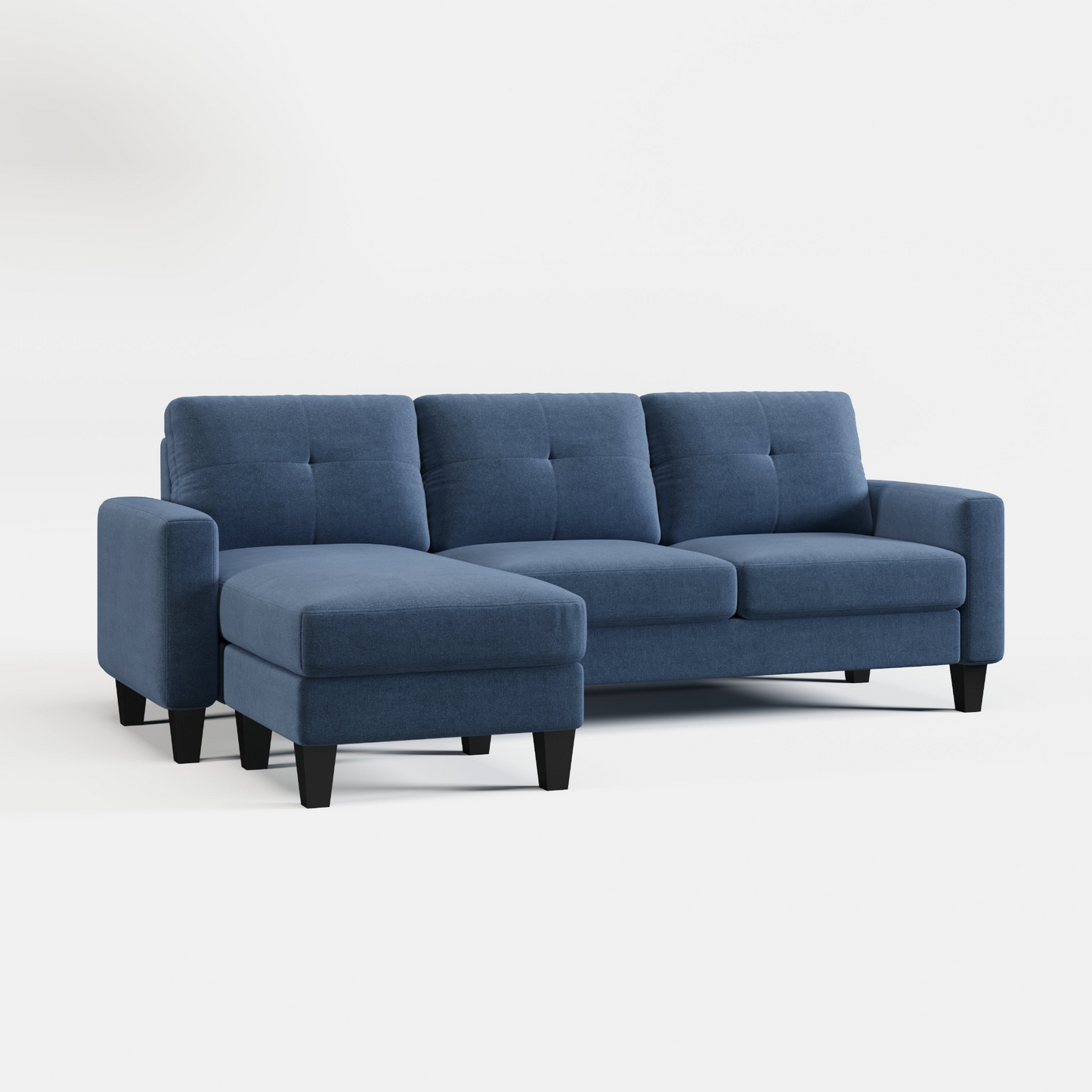 Living Room Furniture with Polyester Fabric L Shape Couch Corner Sofa for Small Space Blue