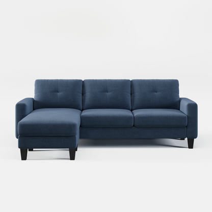 Living Room Furniture with Polyester Fabric L Shape Couch Corner Sofa for Small Space Blue