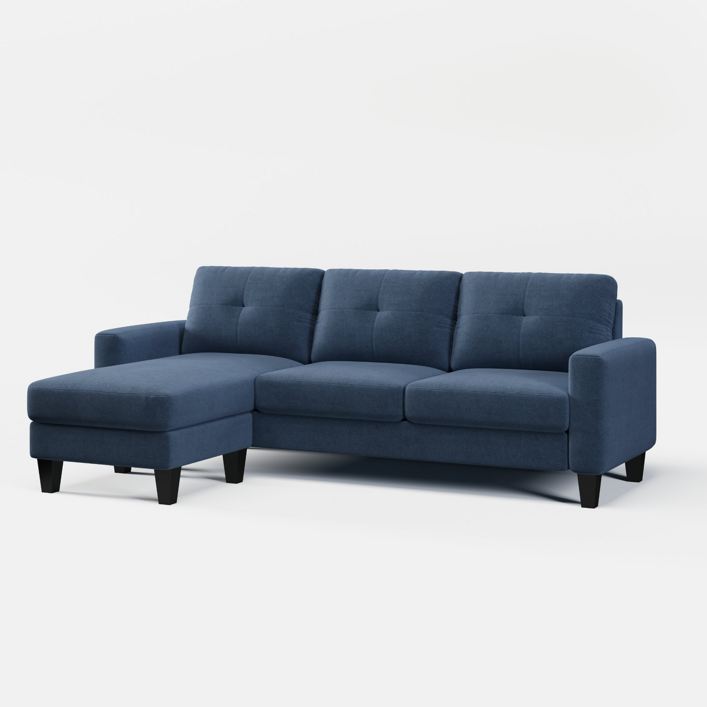 Living Room Furniture with Polyester Fabric L Shape Couch Corner Sofa for Small Space Blue