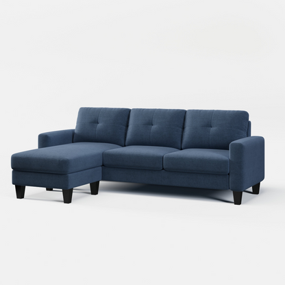 Living Room Furniture with Polyester Fabric L Shape Couch Corner Sofa for Small Space Blue