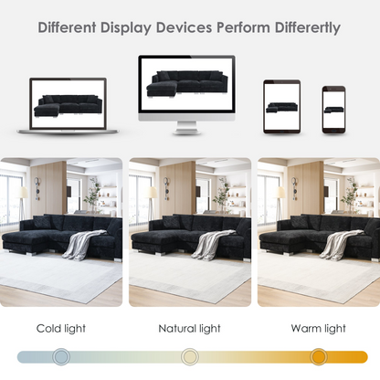 96*56" Modern Cloud Sectional Sofa,L-shaped Luxury Couch Set with 2 Free pillows,4-seat Chenille Indoor Furniture with Oversized Chaise for Living Room,Apartment,Office,3 Colors