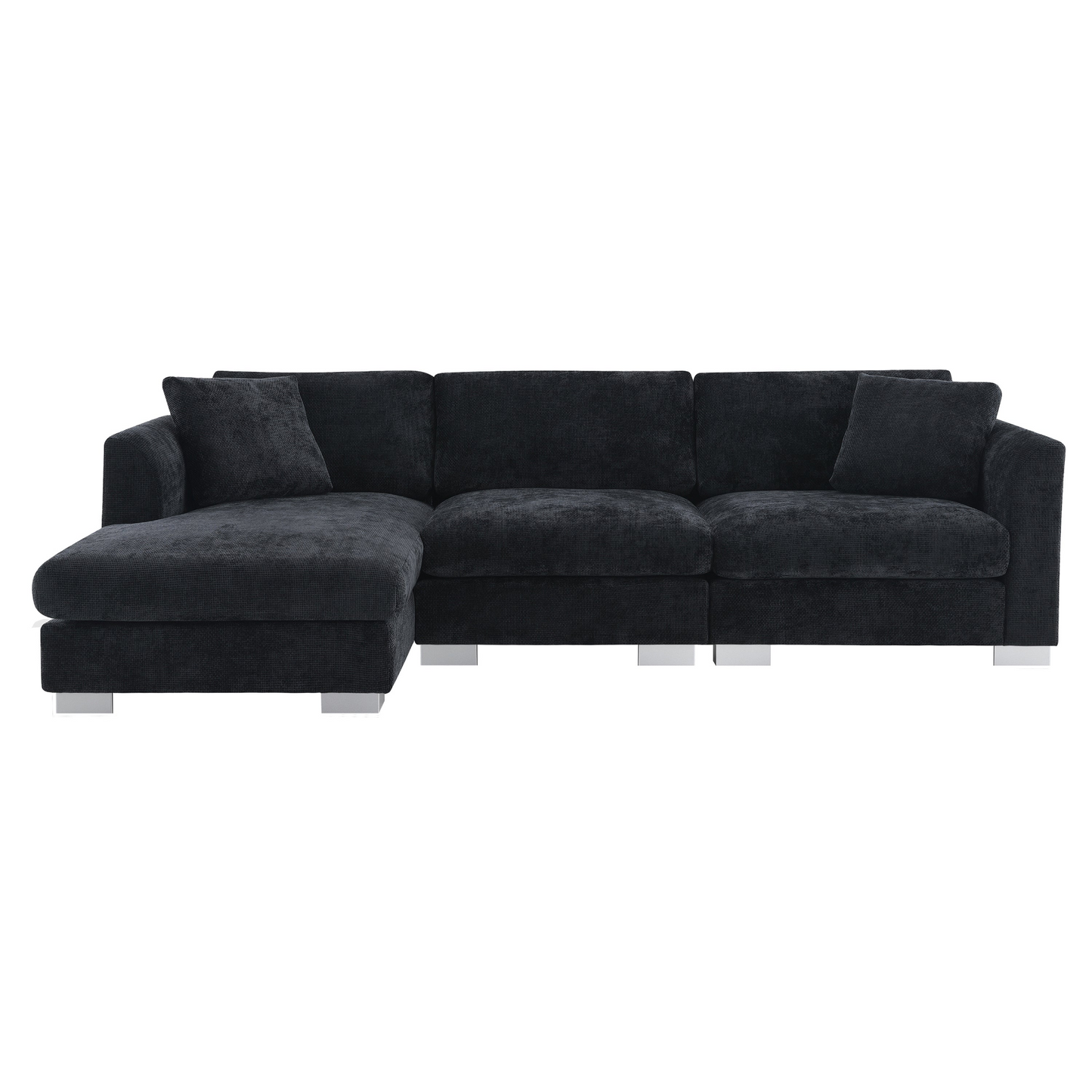 96*56" Modern Cloud Sectional Sofa,L-shaped Luxury Couch Set with 2 Free pillows,4-seat Chenille Indoor Furniture with Oversized Chaise for Living Room,Apartment,Office,3 Colors