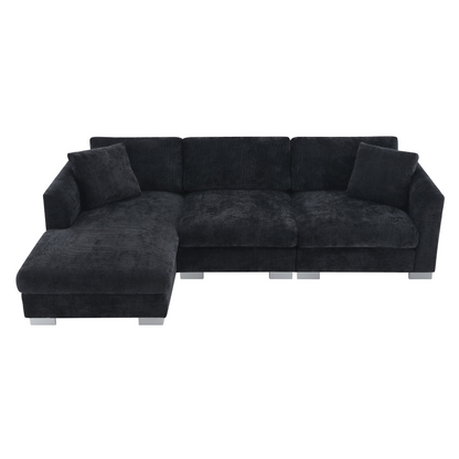 96*56" Modern Cloud Sectional Sofa,L-shaped Luxury Couch Set with 2 Free pillows,4-seat Chenille Indoor Furniture with Oversized Chaise for Living Room,Apartment,Office,3 Colors