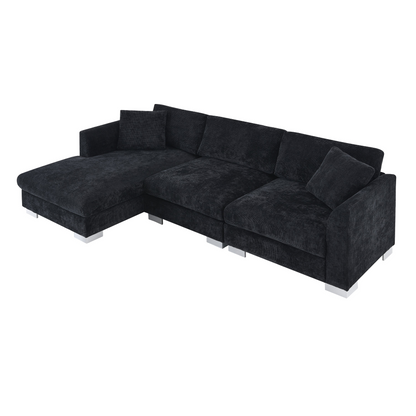 96*56" Modern Cloud Sectional Sofa,L-shaped Luxury Couch Set with 2 Free pillows,4-seat Chenille Indoor Furniture with Oversized Chaise for Living Room,Apartment,Office,3 Colors