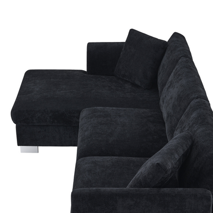 96*56" Modern Cloud Sectional Sofa,L-shaped Luxury Couch Set with 2 Free pillows,4-seat Chenille Indoor Furniture with Oversized Chaise for Living Room,Apartment,Office,3 Colors