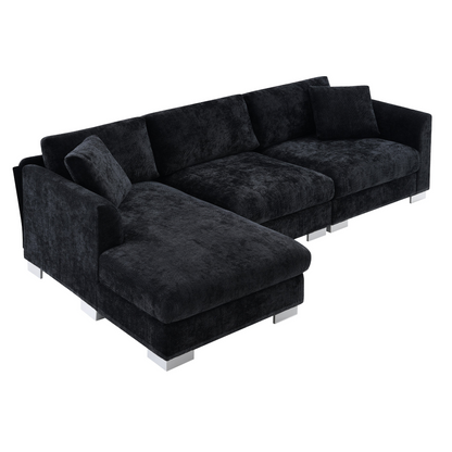 96*56" Modern Cloud Sectional Sofa,L-shaped Luxury Couch Set with 2 Free pillows,4-seat Chenille Indoor Furniture with Oversized Chaise for Living Room,Apartment,Office,3 Colors