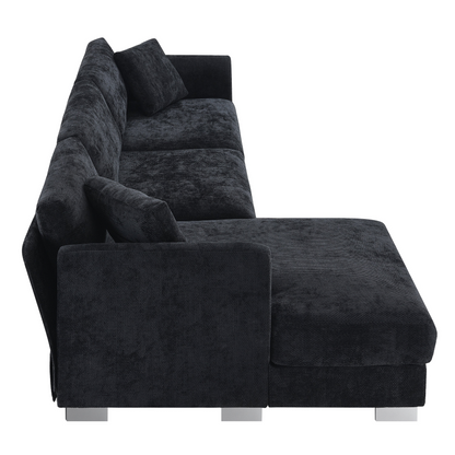 96*56" Modern Cloud Sectional Sofa,L-shaped Luxury Couch Set with 2 Free pillows,4-seat Chenille Indoor Furniture with Oversized Chaise for Living Room,Apartment,Office,3 Colors