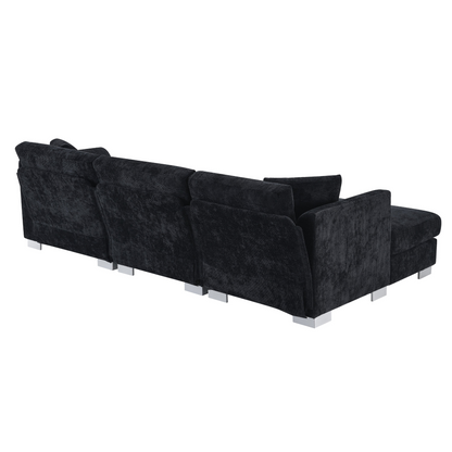 96*56" Modern Cloud Sectional Sofa,L-shaped Luxury Couch Set with 2 Free pillows,4-seat Chenille Indoor Furniture with Oversized Chaise for Living Room,Apartment,Office,3 Colors