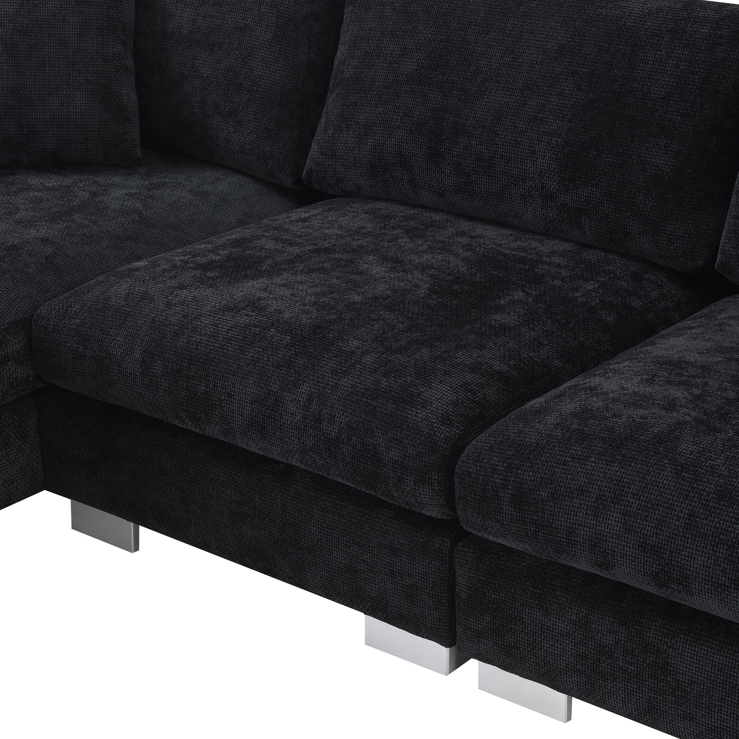 96*56" Modern Cloud Sectional Sofa,L-shaped Luxury Couch Set with 2 Free pillows,4-seat Chenille Indoor Furniture with Oversized Chaise for Living Room,Apartment,Office,3 Colors
