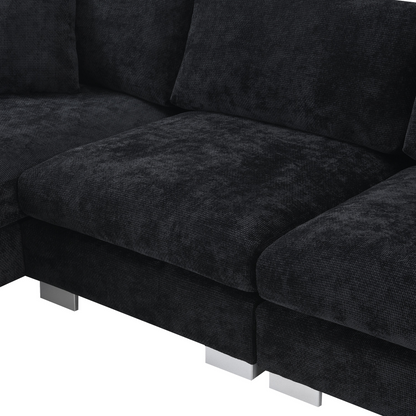 96*56" Modern Cloud Sectional Sofa,L-shaped Luxury Couch Set with 2 Free pillows,4-seat Chenille Indoor Furniture with Oversized Chaise for Living Room,Apartment,Office,3 Colors
