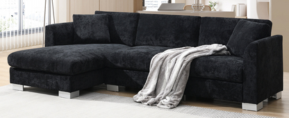 96*56" Modern Cloud Sectional Sofa,L-shaped Luxury Couch Set with 2 Free pillows,4-seat Chenille Indoor Furniture with Oversized Chaise for Living Room,Apartment,Office,3 Colors