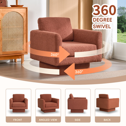 360° Modern Swivel Accent Chairs set of 2,30" W Teddy Sherpa Round Armchair,Thick Padded Lounge Sofa,Upholstered Comfy Barrel Chair,Reading Club Chair for Living Room,Nursery,Bedroom,4 Colors