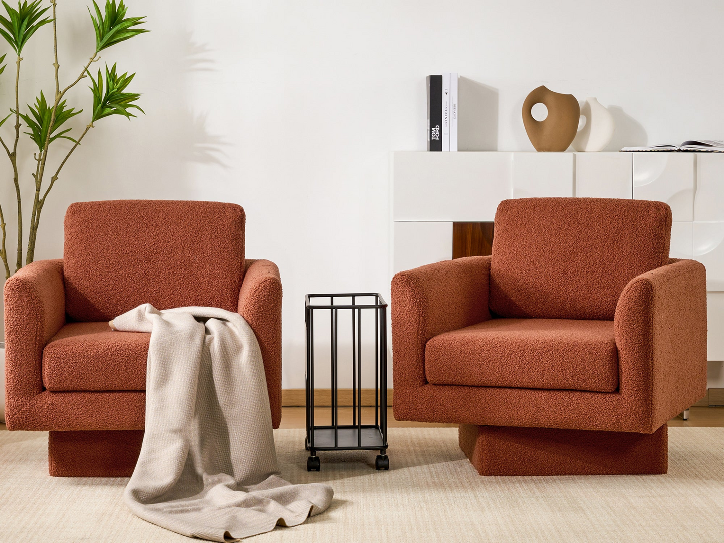 360° Modern Swivel Accent Chairs set of 2,30" W Teddy Sherpa Round Armchair,Thick Padded Lounge Sofa,Upholstered Comfy Barrel Chair,Reading Club Chair for Living Room,Nursery,Bedroom,4 Colors