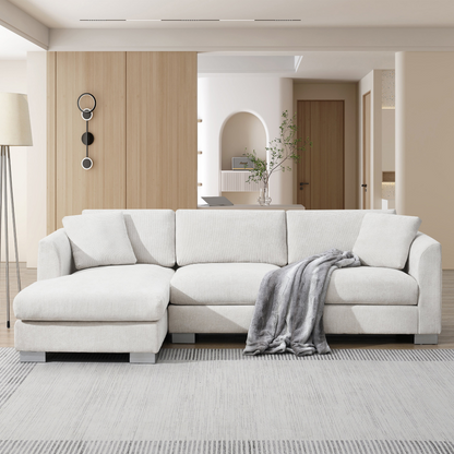 96*56" Modern Cloud Sectional Sofa,L-shaped Luxury Couch Set with 2 Free pillows,4-seat Chenille Indoor Furniture with Oversized Chaise for Living Room,Apartment,Office,3 Colors
