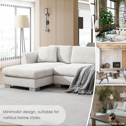 96*56" Modern Cloud Sectional Sofa,L-shaped Luxury Couch Set with 2 Free pillows,4-seat Chenille Indoor Furniture with Oversized Chaise for Living Room,Apartment,Office,3 Colors
