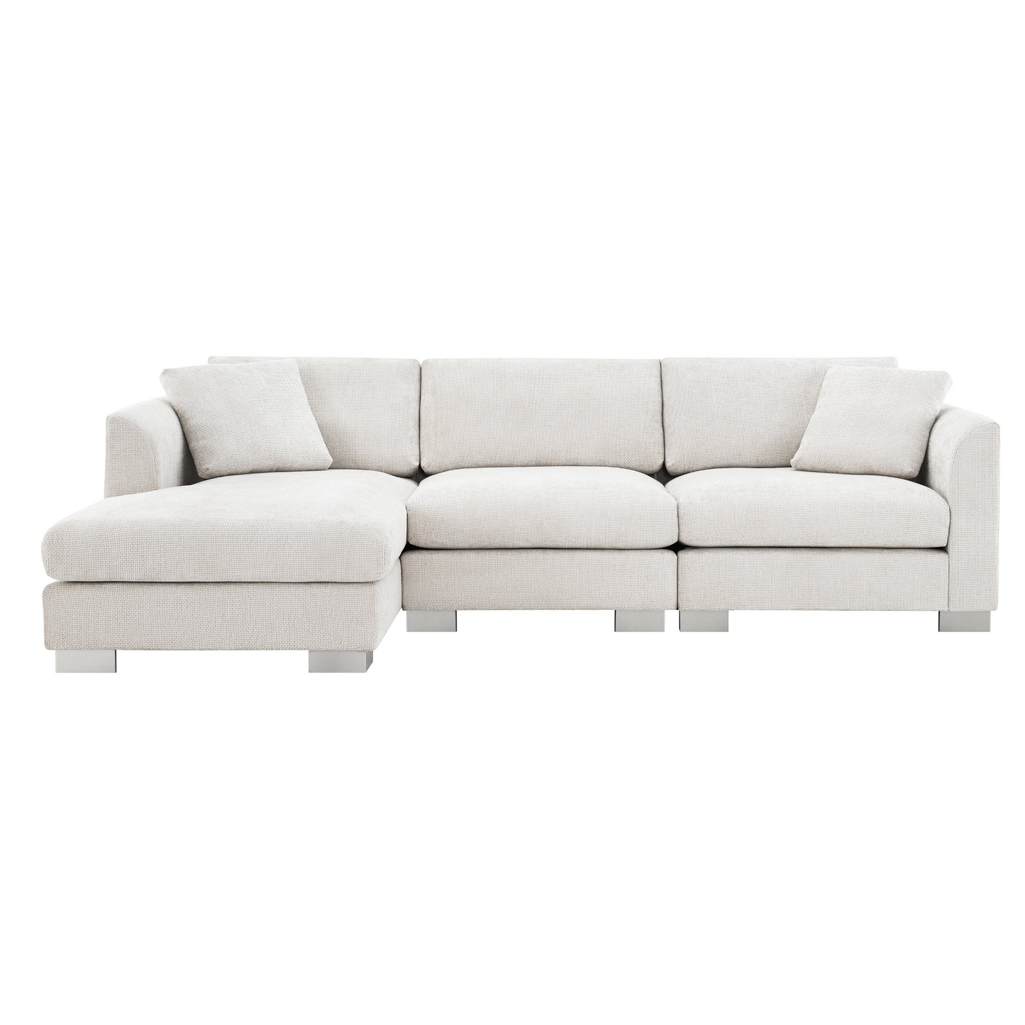 96*56" Modern Cloud Sectional Sofa,L-shaped Luxury Couch Set with 2 Free pillows,4-seat Chenille Indoor Furniture with Oversized Chaise for Living Room,Apartment,Office,3 Colors