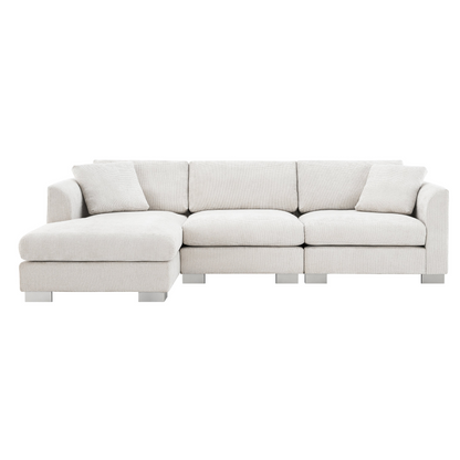 96*56" Modern Cloud Sectional Sofa,L-shaped Luxury Couch Set with 2 Free pillows,4-seat Chenille Indoor Furniture with Oversized Chaise for Living Room,Apartment,Office,3 Colors