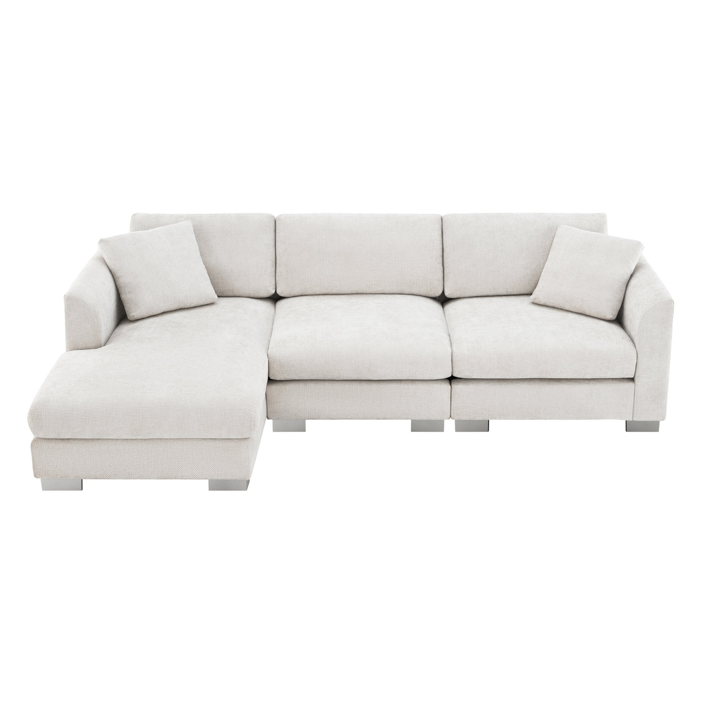 96*56" Modern Cloud Sectional Sofa,L-shaped Luxury Couch Set with 2 Free pillows,4-seat Chenille Indoor Furniture with Oversized Chaise for Living Room,Apartment,Office,3 Colors
