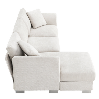 96*56" Modern Cloud Sectional Sofa,L-shaped Luxury Couch Set with 2 Free pillows,4-seat Chenille Indoor Furniture with Oversized Chaise for Living Room,Apartment,Office,3 Colors