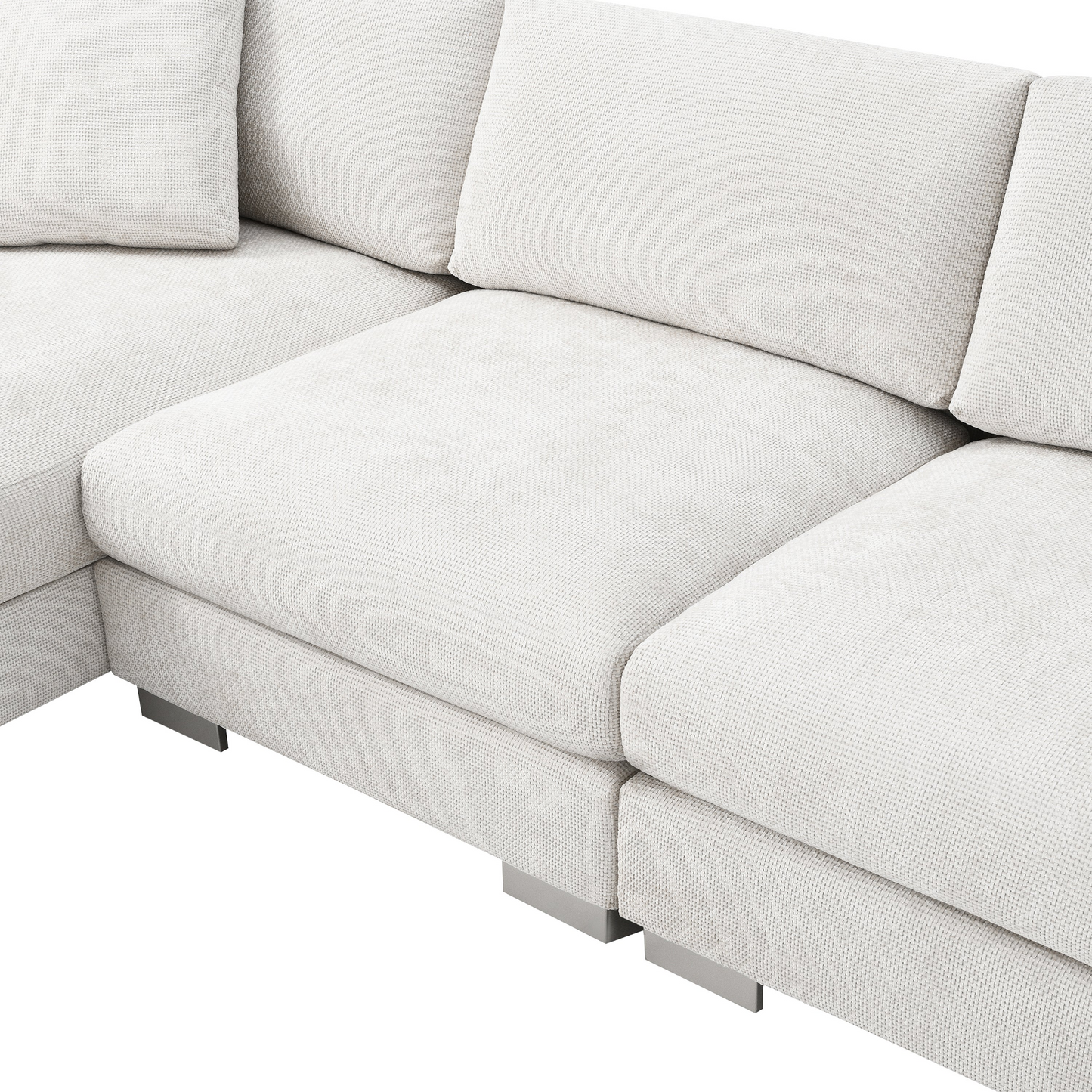 96*56" Modern Cloud Sectional Sofa,L-shaped Luxury Couch Set with 2 Free pillows,4-seat Chenille Indoor Furniture with Oversized Chaise for Living Room,Apartment,Office,3 Colors