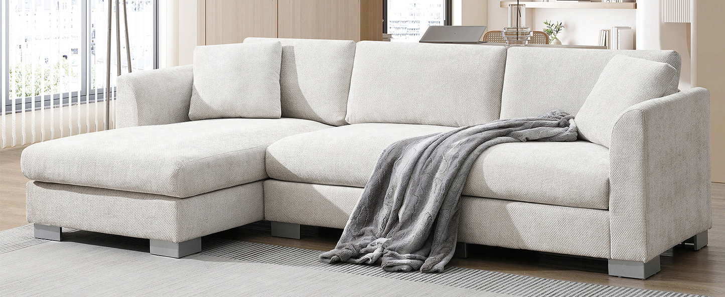 96*56" Modern Cloud Sectional Sofa,L-shaped Luxury Couch Set with 2 Free pillows,4-seat Chenille Indoor Furniture with Oversized Chaise for Living Room,Apartment,Office,3 Colors