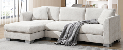 96*56" Modern Cloud Sectional Sofa,L-shaped Luxury Couch Set with 2 Free pillows,4-seat Chenille Indoor Furniture with Oversized Chaise for Living Room,Apartment,Office,3 Colors