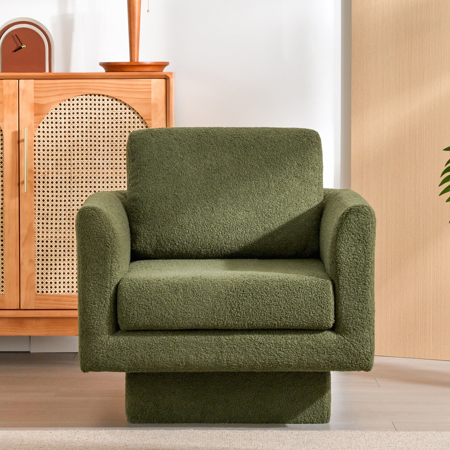 360° Modern Swivel Accent Chair,30" W Teddy Sherpa Round Armchair,Thick Padded Single Lounge Sofa,Upholstered Comfy Barrel Chair,Reading Club Chair for Living Room,Nursery,Bedroom,4 Colors