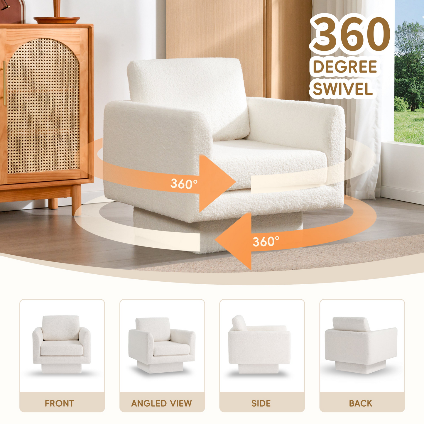 360° Modern Swivel Accent Chairs set of 2,30" W Teddy Sherpa Round Armchair,Thick Padded Lounge Sofa,Upholstered Comfy Barrel Chair,Reading Club Chair for Living Room,Nursery,Bedroom,4 Colors