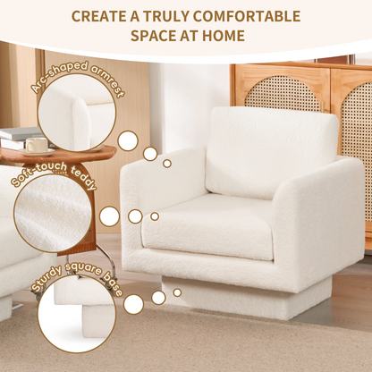 360° Modern Swivel Accent Chairs set of 2,30" W Teddy Sherpa Round Armchair,Thick Padded Lounge Sofa,Upholstered Comfy Barrel Chair,Reading Club Chair for Living Room,Nursery,Bedroom,4 Colors