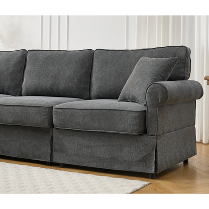 Modular Sectional Sofa Set,Convertible L Shaped Couch ,5 Seat,Reversible Sectional Sofa Couch,Upholstered,Corner Sofa,Rolled Arms,Soft Linen Fabric, Dark gray