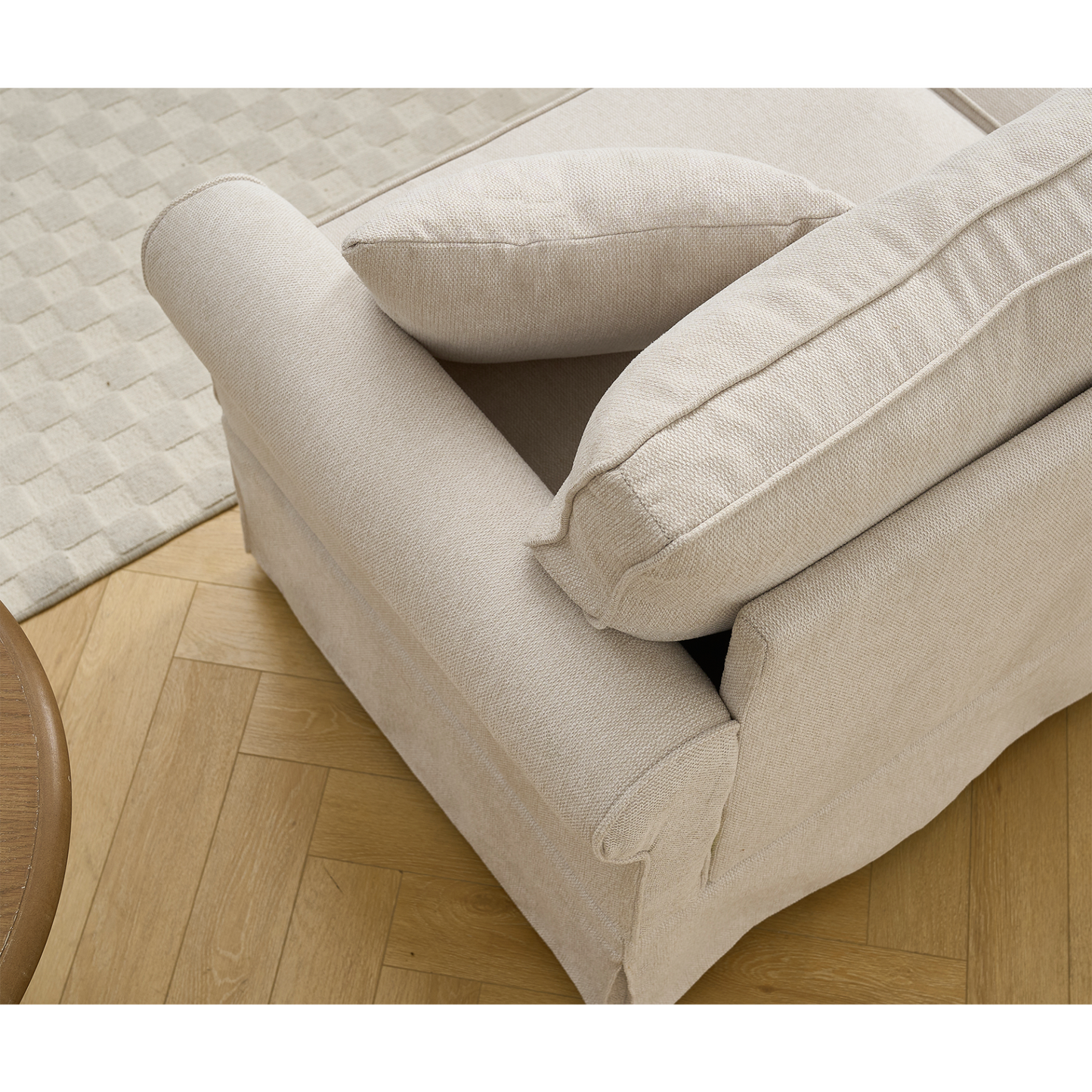Modular Sectional Sofa Set,Convertible L Shaped Couch ,5 Seat,Reversible Sectional Sofa Couch,Upholstered,Corner Sofa,Rolled Arms,Soft Linen Fabric,  Beige