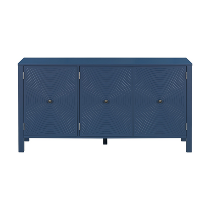 Sideboard with Curved Swirl Patterned Doors and Artistic Three-Door Design,Suitable for Living Rooms,Entrance and Study