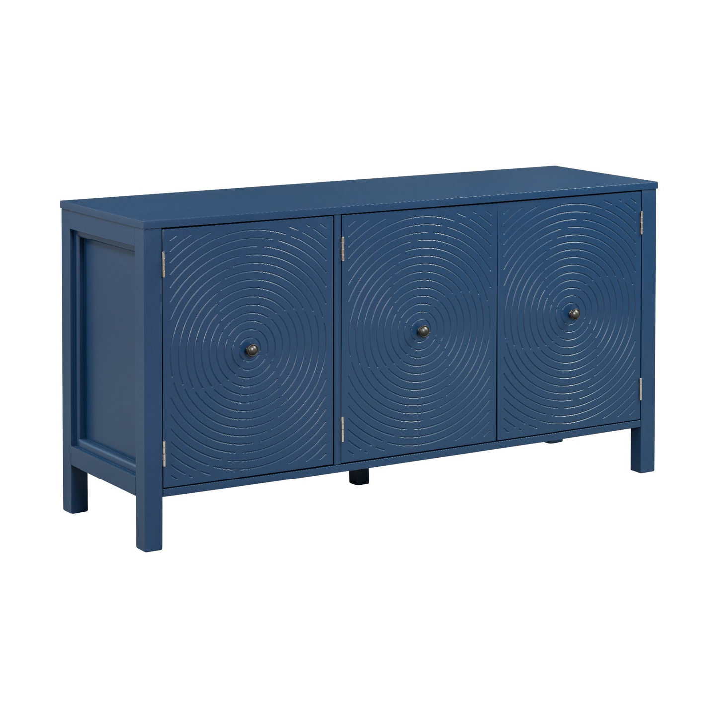 Sideboard with Curved Swirl Patterned Doors and Artistic Three-Door Design,Suitable for Living Rooms,Entrance and Study