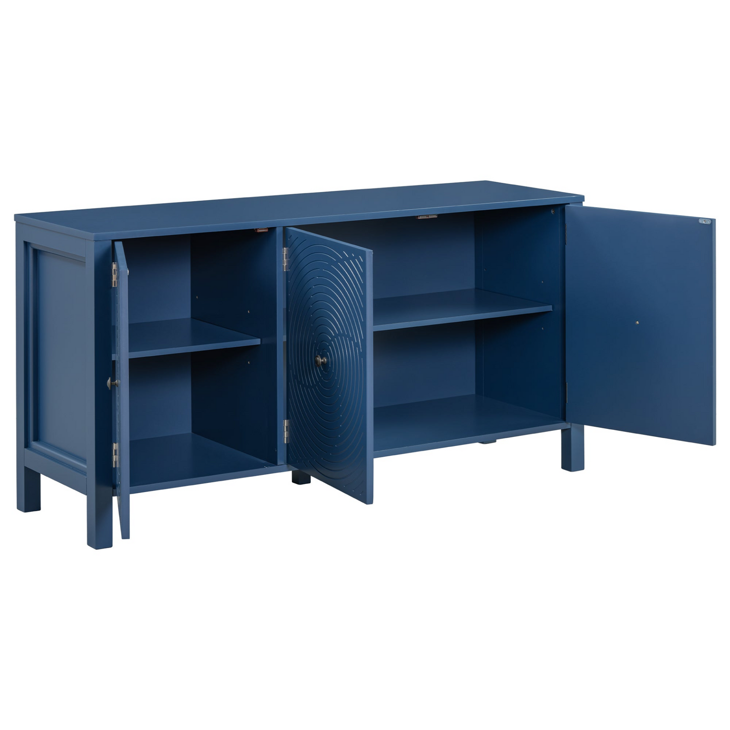 Sideboard with Curved Swirl Patterned Doors and Artistic Three-Door Design,Suitable for Living Rooms,Entrance and Study